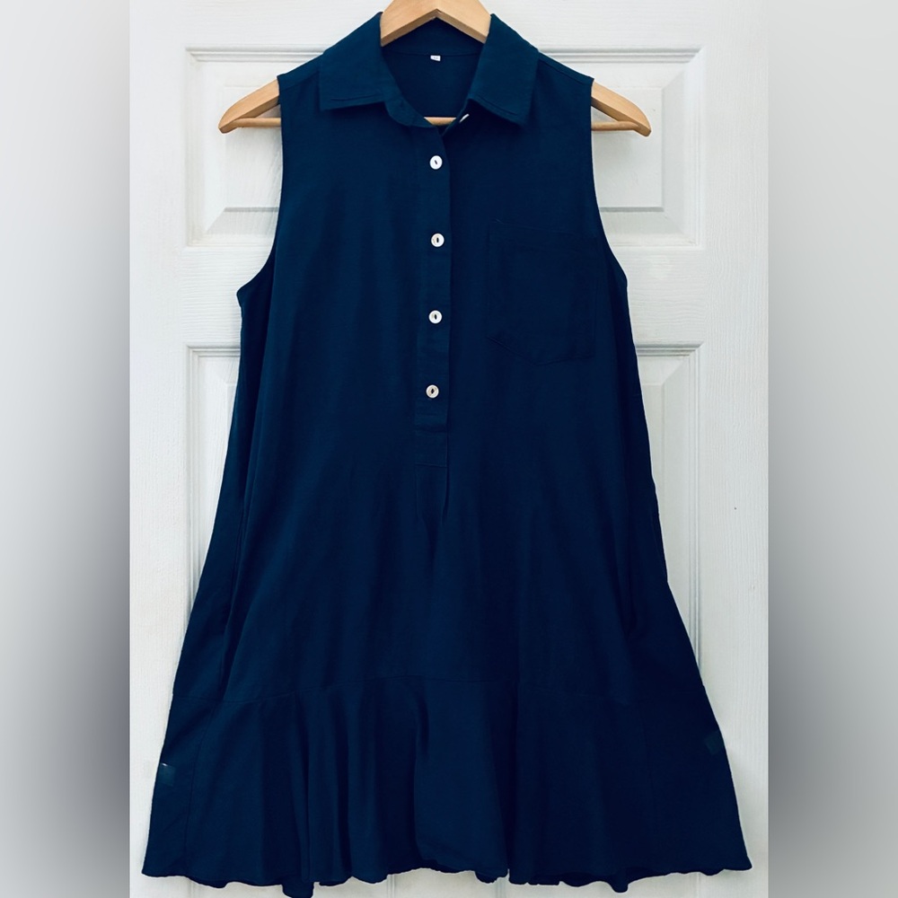 Navy Blue Sleeveless Mini Dress